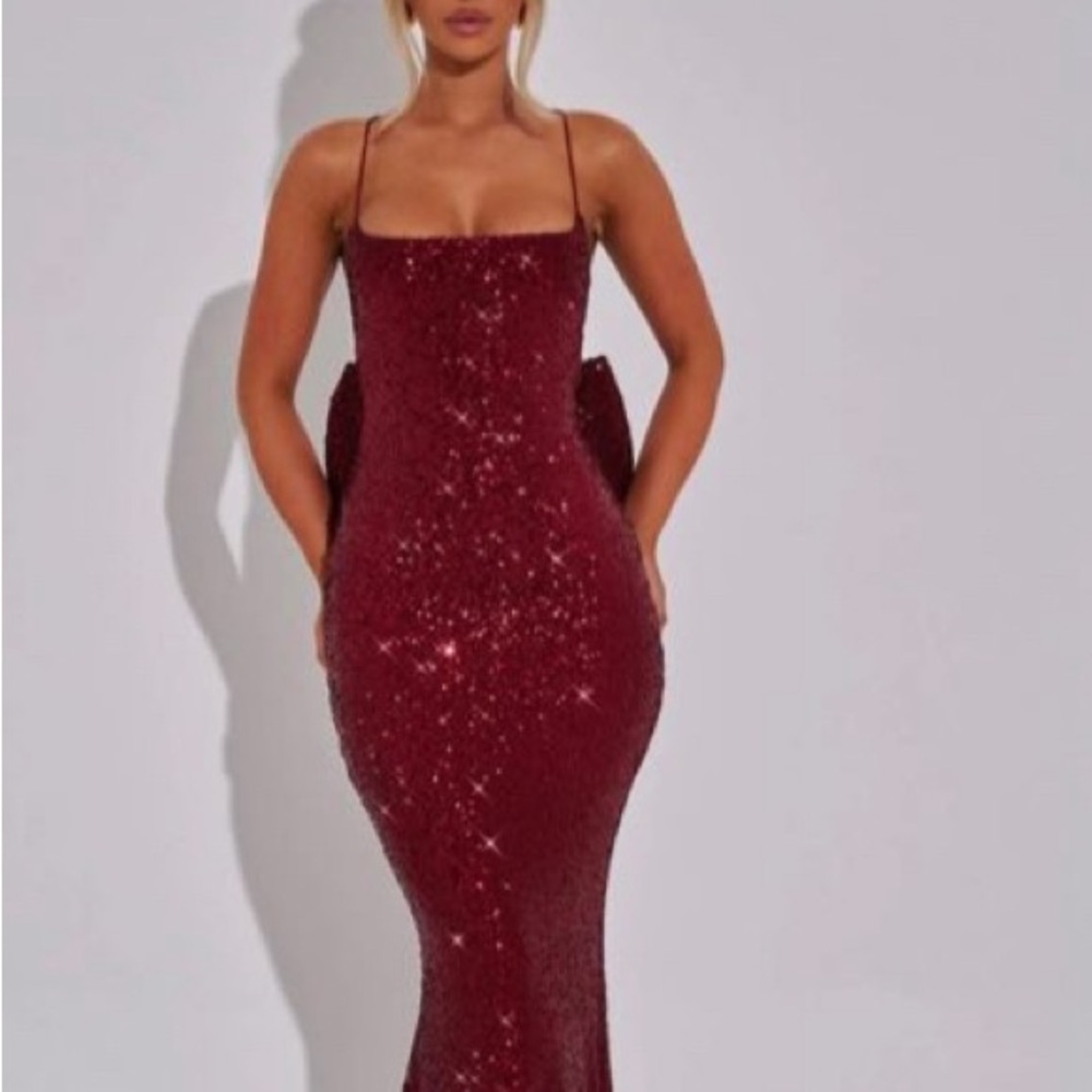 Elegant Burgundy Sequin Dress
